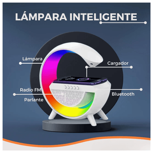 Lámpara con Carga Inalámbrica, Altavoz y Luces LED RGB