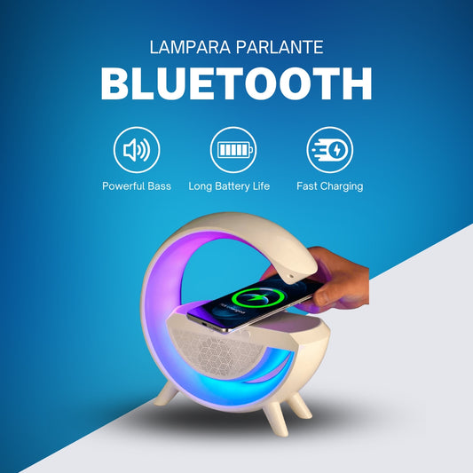 Lámpara con Carga Inalámbrica, Altavoz y Luces LED RGB